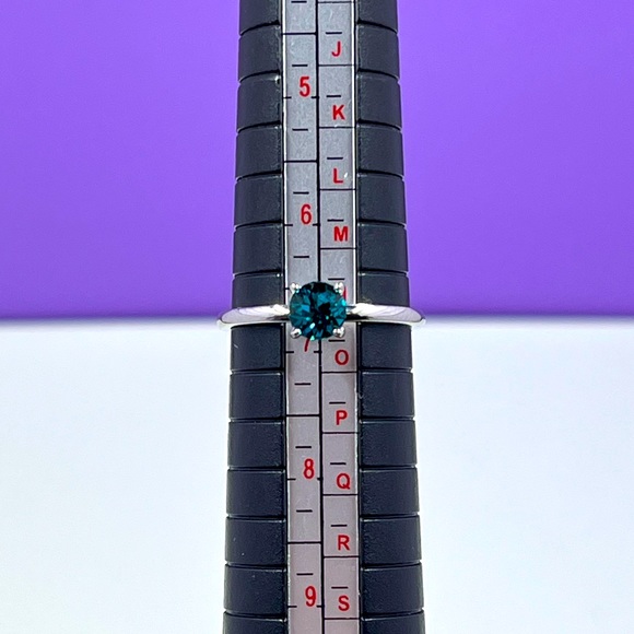 Minimalist Sterling Silver 925 Plated Bright Teal Stone Ring Size 7 - Picture 7 of 7